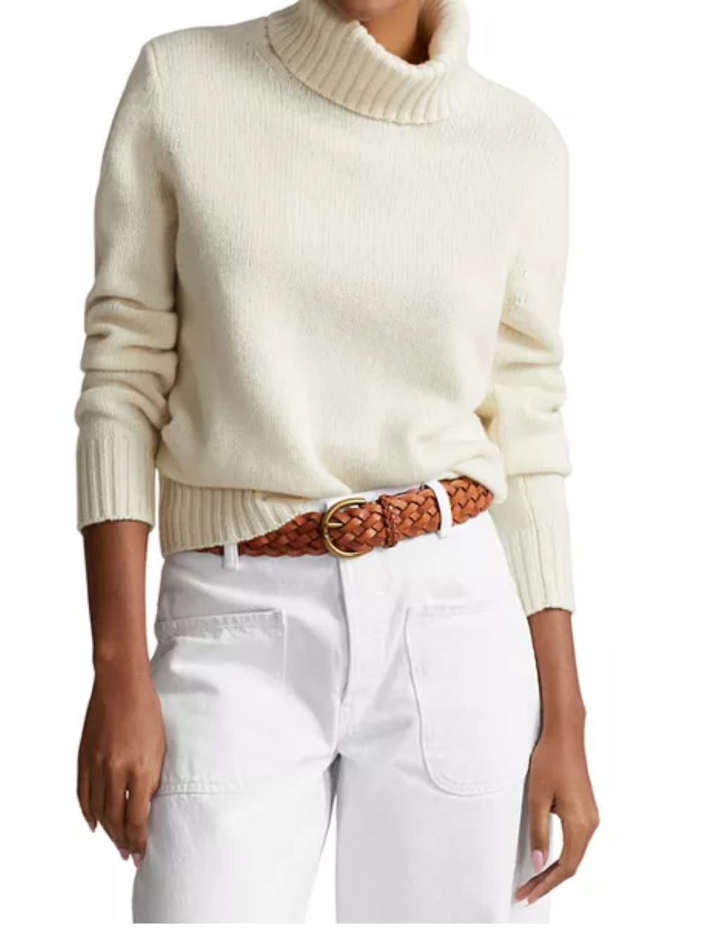 Lauren Ralph Lauren Cream Cable-Knit Wool/Rabbit Hair Sweater size Medium